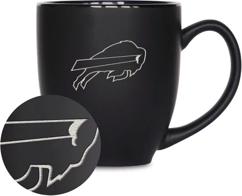 Vista 16 de Rico Industries Taza Bistro Mate Negra de Fútbol Americano NFL de 15 onzas - Para Bebidas Calientes o Frías - Logotipo del Equipo Grabado para una