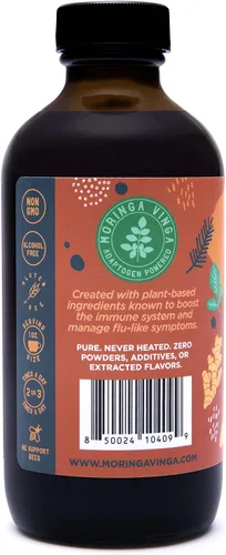 Vista 6 de VINGA Vinagre de sidra de manzana crudo de lava con moringa oleifera prensada en frío, 8 onzas, remedio natural para el resfriado y la gripe