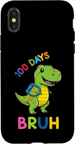 Vista 5 de Bruh 100 Days of School Dinosaur Kids Girls Boys Case for iPhone 17