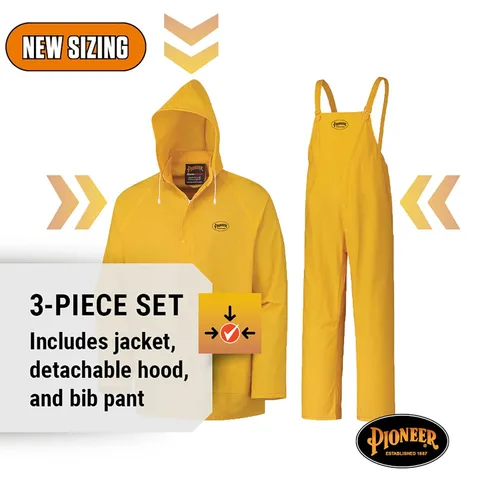 Vista 3 de Pioneer 577U Traje para lluvia de PVC, talla pequeña, color amarillo
