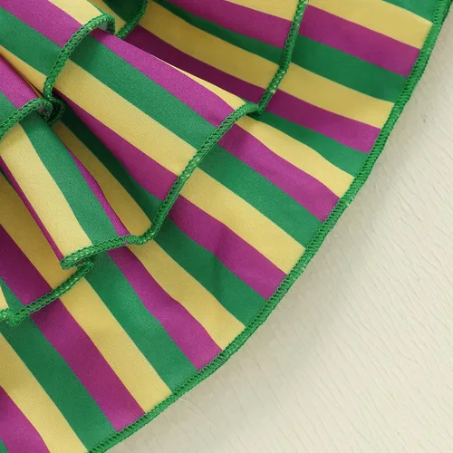 Vista 13 de Sasaerucure Conjunto de ropa de 2 piezas para bebé y niña pequeña con falda tutú a rayas