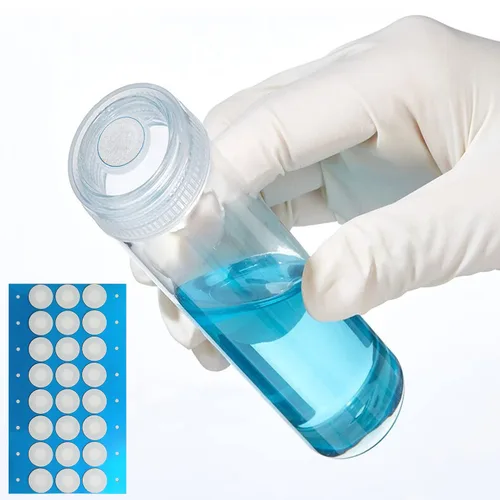 Vista 5 de 120 calcomanías de papel de filtro sintético, disco de filtro de 0.787 in, 0.3 μm, parche adhesivo fuerte aplicado debajo de la tapa del frasco