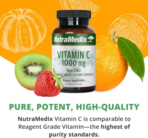 Vista 6 de NutraMedix Vitamina C 1000 mg – Suplemento antioxidante para apoyo inmunológico y salud cardíaca – Vitamina C de ácido ascórbico – Vegano, sin OMG