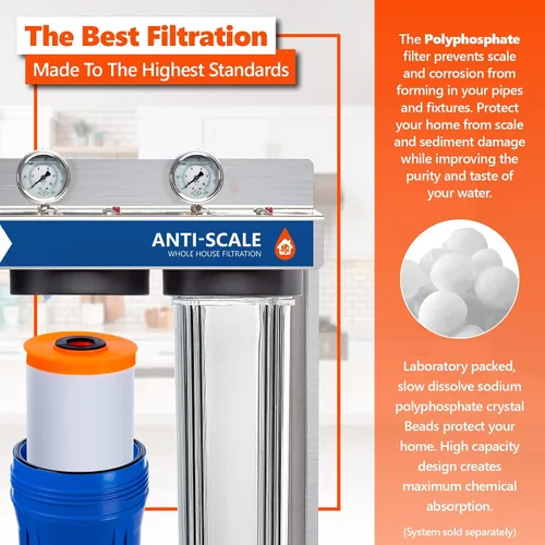 Vista 3 de Express Water Filtro de reemplazo de agua antiincrustante de polifosfato - Filtro de agua de repuesto para toda la casa - Filtro de agua de alta