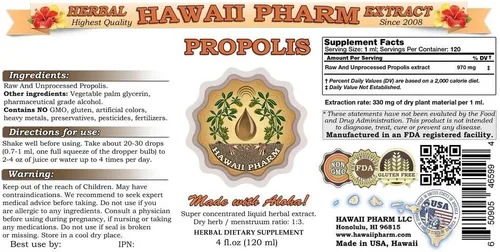 Vista 2 de Hawaii Pharm Extracto líquido de propóleos, tintura, suplemento herbario, fabricado en EE. UU., 2x2 onzas líquidas
