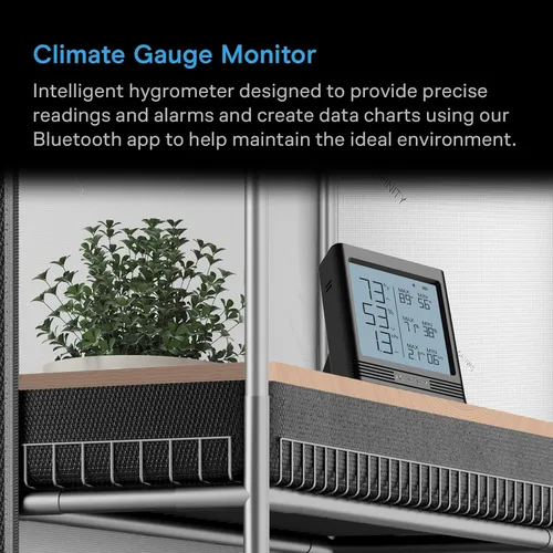 Vista 2 de AC Infinity Temperatura Humedad VPD Smart Hygrometer B2 con pantalla LCD. Bluetooth App Monitor, Climate Gauge Thermometer for Basements, Guitar