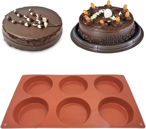 Vista 4 de DaKuan - 3 paquetes de 6 moldes de silicona grandes de disco redondo para dulces, moldes antiadherentes para hornear, molde para pastel de mousse