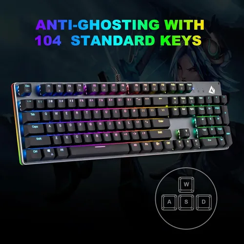 Vista 2 de CHONCHOW Teclado mecánico con cable para juegos, 98 teclas retroiluminado LED, 96% personalizado intercambiable en caliente con control de perilla