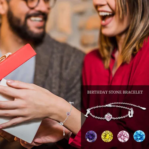 Vista 6 de JUSTKIDSTOY Pulseras de plata de ley 925 con dije ajustable para parejas, joyería de amor, día de San Valentín, día de la madre, cumpleaños
