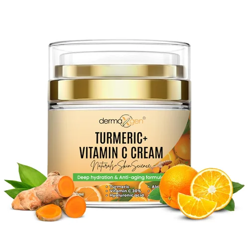 Vista 12 de Crema Facial de Cúrcuma con 30% de Vitamina C – Potenciador de Brillo, Hidratante Antienvejecimiento y Reparador de la Piel para Manchas Oscuras