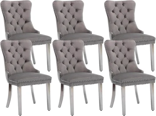 Vista 38 de Juego de 2 sillas de comedor de terciopelo beige, sillas de comedor tapizadas beige01
