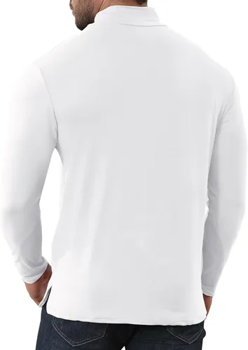 Vista 4 de Uni Clau Camisas de manga larga con cuello alto falso para hombre, suéter de moda, ajustado, con parte superior básica