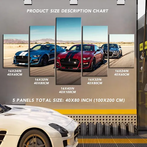Vista 5 de Póster de automóvil deportivo, lienzo de automóvil deportivo americano musculoso, arte de pared para hombres, oficina, dormitorio, sala de estar