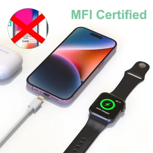 Vista 5 de Cable de carga universal 6 en 1 de viaje, cargador USB A/tipo C iWatch+Lightning*2+adaptador de cable tipo C Combo para Smart Watch Series