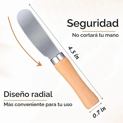 Vista 2 de Patelai 15 cuchillos esparcidores de mantequilla a granel de 4.5 pulgadas de ancho de acero inoxidable con mango de madera, cuchillos multiusos