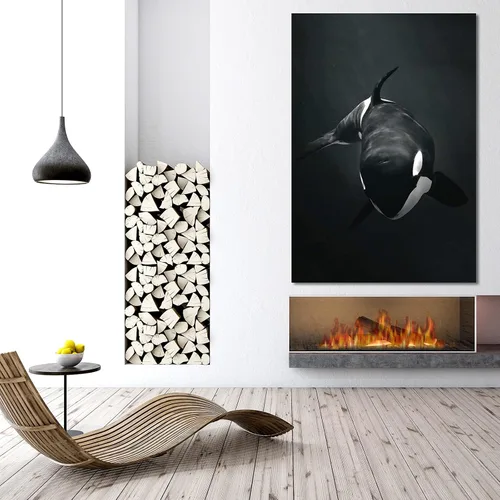 Vista 2 de XDTIOPIMY Póster con temática del océano, divertido póster decorativo de pared, lienzo con imágenes de animales y ballenas asesinas para sala