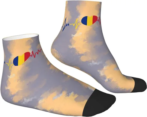 Vista 3 de Romanian Heartbeat I Love Romania Heart Flag Ankle Socks Winter Low Cut Sports Warm Comfort Breathable Casual Socks For Mens And Womens