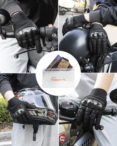Vista 6 de RIGWARL Guantes de motocicleta para hombres y mujeres, para pantalla táctil, transpirables, ligeros, guantes antideslizantes para motocross