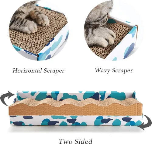 Vista 2 de PEEKAB Rascador de cartón reversible para gatos, almohadilla para rascar para gatos, cartón corrugado, incluye hierba gatera