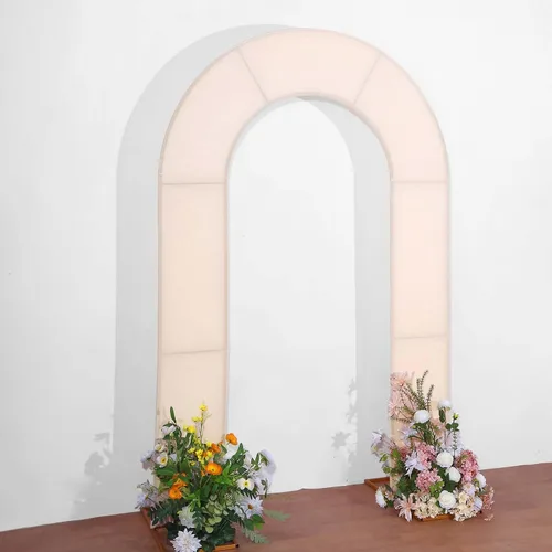 Vista 17 de Efavormart - Funda de arco abierto de elastano beige de 7 pies, doble cara, ajuste cómodo, en forma de U, para bodas escandalosas y decoración