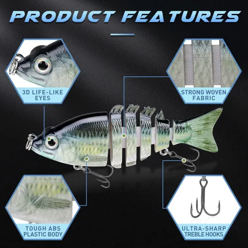 Vista 3 de GOTOUR Jointed Swimbaits, Easy Catch Fishing Lures for Bass Trout Crappie B2-3.2"-0.4oz