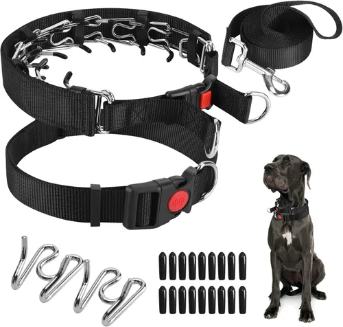 Vista 9 de Collar de entrenamiento de puntas con puntas cómodas y hebilla de cierre rápido – Collar de pellizco para perro con cubierta de nailon