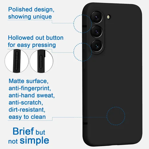 Vista 3 de Funda compatible con Galaxy S23 con protección de cámara mejorada, funda de silicona mate a prueba de golpes, delgada, cubierta completa, suave