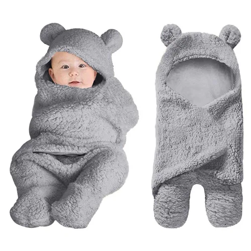 Vista 7 de XMWEALTHY - Manta de peluche para recién nacidos, Lindo, talla única , Gris oscuro