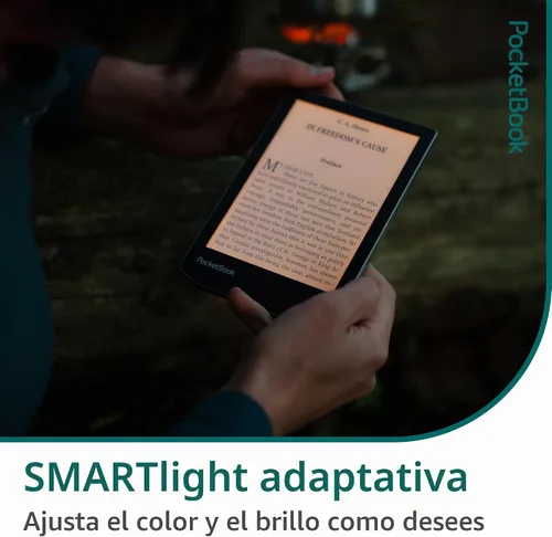 Vista 4 de PocketBook Verse E-Readers Pantalla táctil HD E-Ink Carta™ de 6 pulgadas amigable con los ojos Luz inteligente ajustable Hasta 1 mes