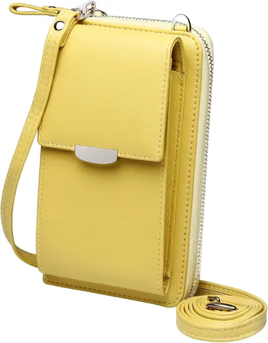 Vista 7 de KUKOO Small Crossbody Bag Cell Phone Purse Wallet with Credit Card Slots for Women A- Versión mejorada con cremallera gris