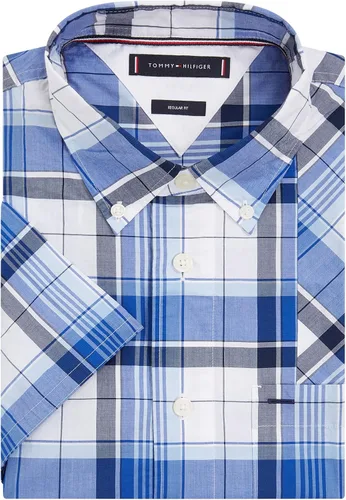 Vista 3 de Tommy Hilfiger Camisa de mezcla de lino de manga corta para hombre, ajuste regular