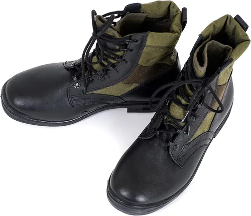 Vista 2 de Botas originales de la selva del ejército alemán para los hombres - BALTES Botas militares de los hombres negroverde - Botas de combate de cuero