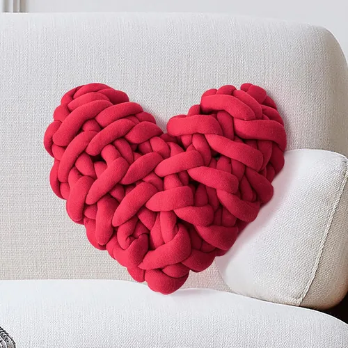 Vista 12 de Almohada anudada nórdica en forma de corazón Almohada decorativa tejida a mano Cojín Cojín Decoración de habitación Aqua