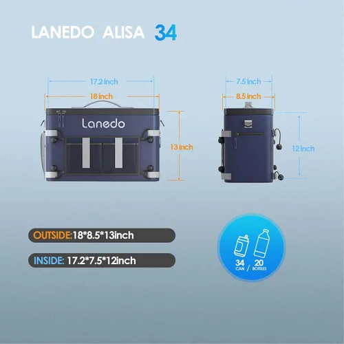 Vista 2 de Deep Freeze Cooler - Bolsa enfriadora de lados suaves, baúl de hielo plegable con aislamiento para 34 latas, enfriador grande a prueba de fugas