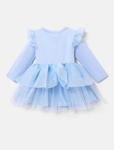 Vista 3 de Disney Vestido de tul de manga larga para bebé de princesa, disfraz de fiesta de cumpleaños