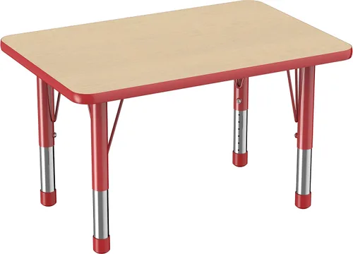 Vista 17 de FDP - Mesa rectangular para actividades escolares y aulas (24 x 36 pulgadas), patas gruesas para niños pequeños, altura ajustable de 15 a 24