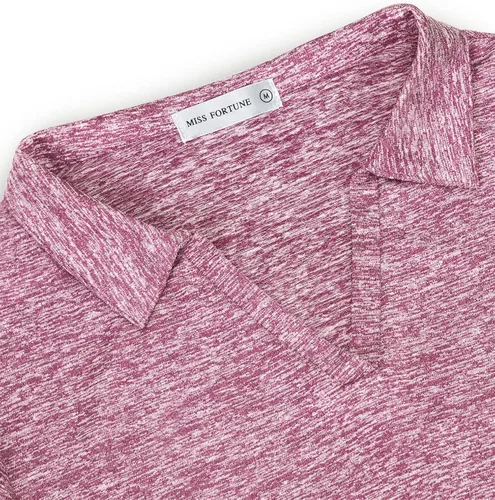 Vista 4 de MISS FORTUNE Camiseta de entrenamiento para mujer, polo de golf, manga corta, cuello en V, ligera, absorbe la humedad, camiseta de trabajo atlética