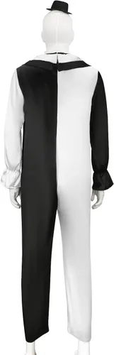 Vista 4 de Disfraz de terrifier para hombre, disfraz de payaso asesino blanco y negro, sombrero para Halloween