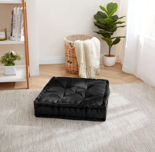 Vista 9 de Almohada de Piso Grande Cuadrada Acolchada Decorativa de 20" x 20" Tela de Terciopelo Sintético Relleno Ultra Grueso para Niños y Adultos, Paquete