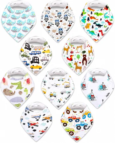 Vista 13 de KiddyStar Organic Cotton Baby Drool Bibs Soft, Adjustable, Absorbent, Unisex Teething Bandana Bibs for Babies
