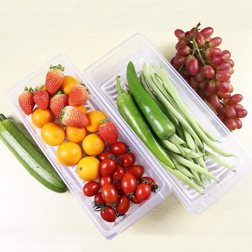 Vista 7 de Recipiente de almacenamiento de alimentos, recipientes de plástico para alimentos con placa de drenaje extraíble y tapa, contenedores