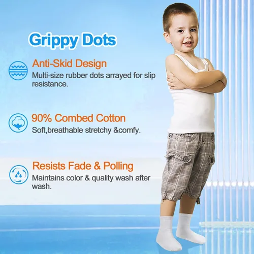 Vista 4 de GRPSKCOS Calcetines para bebés con agarre, 9 pares de calcetines antideslizantes para niños