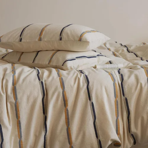 Vista 200 de mixinni Juego de funda de edredón vintage a rayas, tamaño twin, juego de ropa de cama de 3 piezas, 100% algodón lavado, suave y transpirable, funda