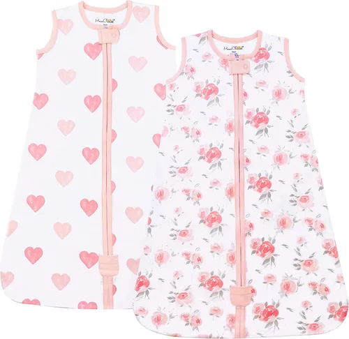 Vista 30 de Manta de algodón orgánico para bebé, saco de dormir 0.5 TOG 0-6 meses, paquete de 2 unidades Rosette