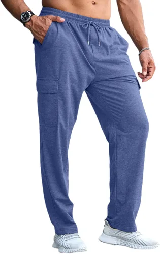 Vista 7 de CTU Pantalones deportivos holgados de moda para hombre, ligeros, para entrenamiento, pantalones deportivos con parte inferior abierta con bolsillos