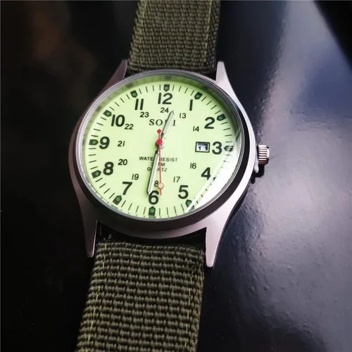 Vista 4 de Omana Reloj de campo para hombre, aviador de la Fuerza Aérea Aviador Scout Militar Ejército Táctico Reloj de pulsera de campo deportivo con correa