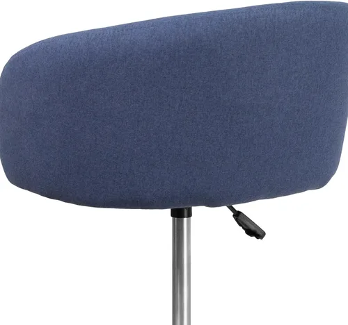 Vista 9 de Flash Furniture Luis - Taburete de bar de tela azul contemporáneo, altura ajustable, con respaldo de barril y base cromada