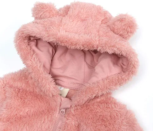Vista 3 de Mono con forro polar para bebé recién nacido, overol cálido con capucha para bebé