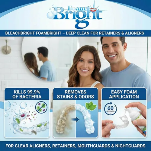Vista 5 de Aligner & Retainer Cleaner - Espuma blanqueadora Compatible con Invisalign, Byte, Candid, ClearCorrect Protector bucal limpiador de dentaduras