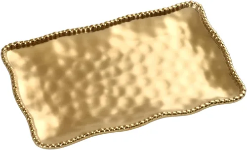 Vista 9 de Pampa Bay Bandeja mediana de porcelana chapada en titanio, 14.3 x 8 pulgadas, tono dorado mate, horno, congelador, apto para lavavajillas